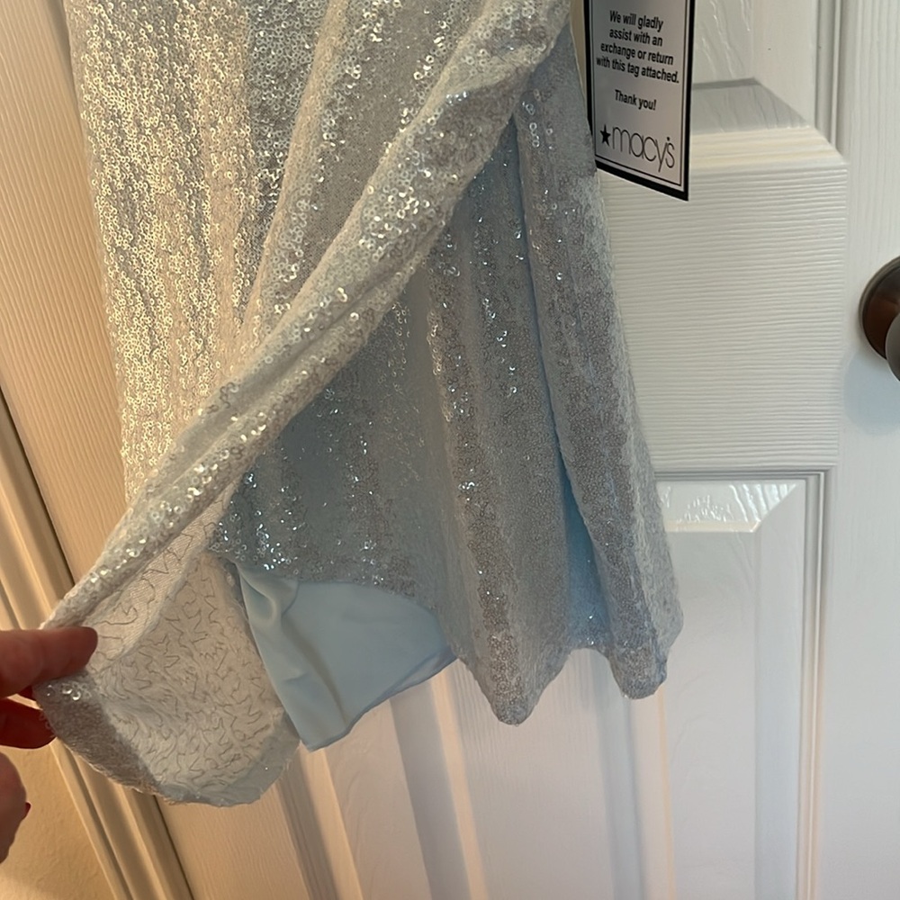 NWT B. Darlin Blue Sequin Feather Cocktail Dress - Picture 11 of 11